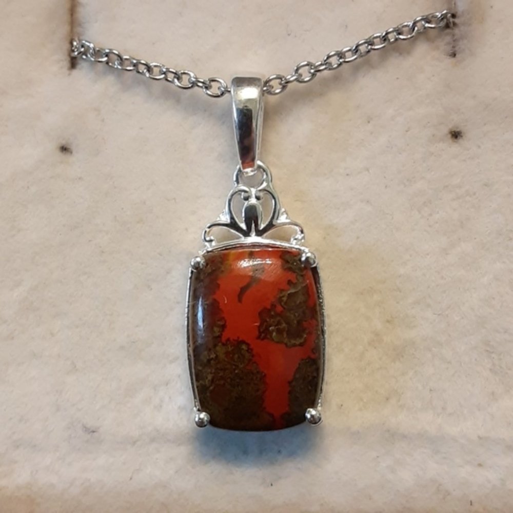 5.75ctw Genuine Red Agate 925 Sterling Pendant